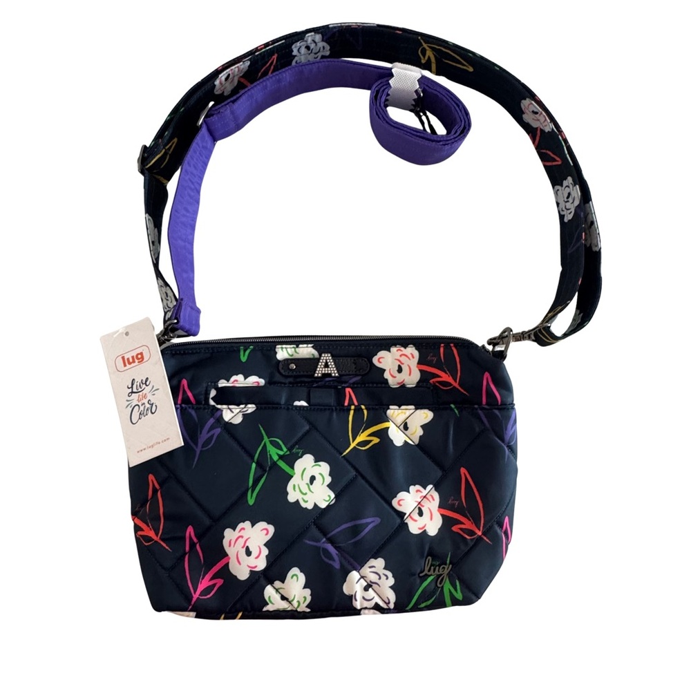 Lug Flare 2 Crossbody Bag Bright Floral Navy Quilted Travel Purse NWT - Picture 2 of 7
